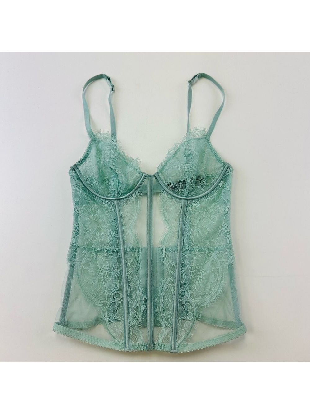 Victorias Secret mint green sheer lace corset Small